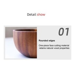 Filles en Bois d'Acacia Naturel Bassin Mars Assiette de Fruits Ramen de Riz Conteneur de