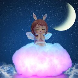 Veilleuses LED ange sur nuages avec télécommande lampe nuage colorée effet arc-en-ciel décoration