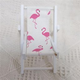 Chaise de plage en bois à motif de flamand rose pour barbie accessoires de meubles originaux pour