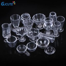 17Pcs/Lot Mini Cup Dish Bowl Tableware Set Dollhouse Miniature Toy Doll Food Kitchen Living Room