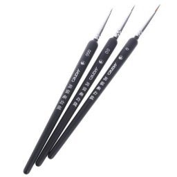 3Pcs 0/ 00/ 000 Gouache Aquarelle Croquis Lignes Stylos Miniature Peinture Loup Brosse À Cheveux
