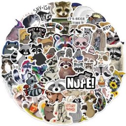 Autocollants raton laveur mignons 50 pièces pour Scrapbook ordinateur portable notebook