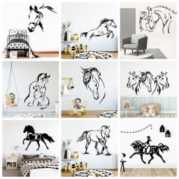 Bricolage cheval autocollant mural Stickers muraux pour chambre d'enfants Pvc Stickers muraux cheval