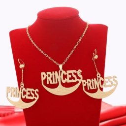 Ensemble de bijoux en or de Dubaï pour femmes collier pendentif boucles d'oreilles lettre de