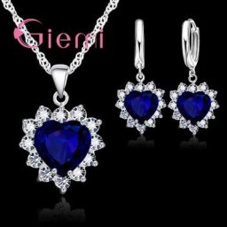 Ensemble de bijoux en argent Sterling 925 véritable amour pour mariage pour femmes pendentif