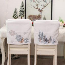 Housse de chaise de noël imprimé flocon de neige arbre de noël fournitures de fête décor de