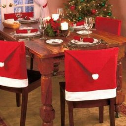 Housse de siège arrière pour chaise du père noël 1 pièce couvre-siège chapeau rouge pompon pour