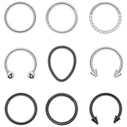 Wkud – anneau de Septum 16G en acier inoxydable bijoux Piercing anneau de Clicker anneau de nez