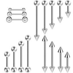 Lot de 2 ou 5 clous d'oreilles en acier inoxydable 16G hélice droite Tragus industriel barre de