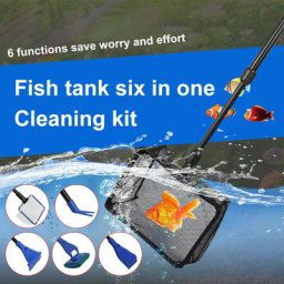 Outils de nettoyage d'aquarium 5 en 1 ensemble de nettoyage d'aquarium filet à poisson râteau à