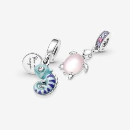 Ensemble Charms pendants Tortue et Caméléon