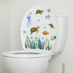 Autocollant mural motif tortue méduse algues dessin animé 30x30cm pour réfrigérateur