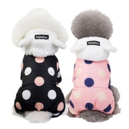Manteau à capuche à pois pour chien vêtement d'hiver chaud pour petit chiot combinaison pour petit