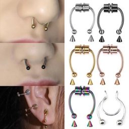 Faux Piercing en Titane et Acier pour Femme Anneau Antarctique réinitialisation d'Oreille Ha Rock
