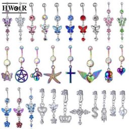 Piercing pour le ventre en cristal brillant 1 pièce bijoux de corps style Punk