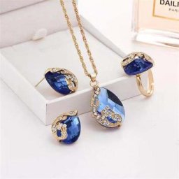 Ensemble de bijoux de mariage pour femmes cristal strass couleur or pendentif goutte d'eau