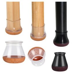 Protecteurs de pieds de chaise en silicone noir avec feutre enveloppé capuchons de pieds de chaise