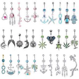 Piercing de nombril bohème pour femme anneaux de nombril barre de cristal bijoux de corps anneau