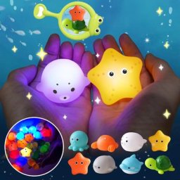 Jouets de Bain pour Bébé Animaux Flottants Shoes Mignons Jeu de Lumière dans l'Eau Baignoire