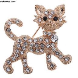 1 pièces Vintage brillant Animal tigre forme broches bijoux or-couleur strass broches pour les