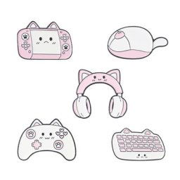 Broches de clavier dessin animé chat émail rose souris et clavier mignons Console de jeu sac