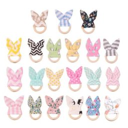HUYU Infantile Poignée En Bois Anneau de Dentition Jouet De Dentition Hochet Éducatifs Bébé Lapin