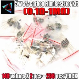 Kit de résistances en Film de carbone 5W 296 pièces/lot 5% 0 1r-1M 148 valeurs * 2 Kits courants