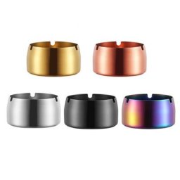 Cendrier rond portable en acier inoxydable à trois encoches bol à tabac support agaçant plaqué