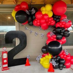 1 Kit de ballons en forme d'arche guirlande en Latex rouge noir jaune pour fête d'anniversaire