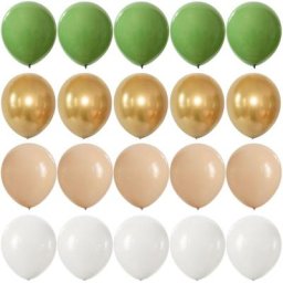 Kit de Ballons Rétro Vert avec Confettis Dorés Métalliques Guirxiété pour Mariage Jungle