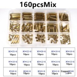 Kit d'entretoise de carte mère PCB écrou hexagonal vis d'espacement pilier fileté en laiton M2 *