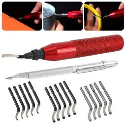 Ensemble d'outils d'ébavurage manche couteau de coupe en métal foret d'ébavurage rotatif