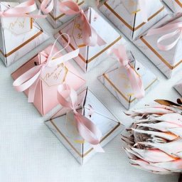 Boîte à Bonbons en Forme de Pyramide Triangulaire Marbrée Fournitures de ix pour Cadeaux de