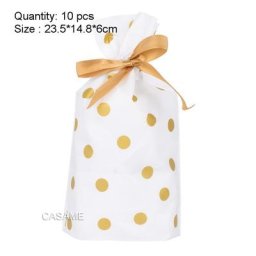 Sac en plastique blanc à cordon de serrage 10 pièces/lot sac à bonbons en ruban fournitures de