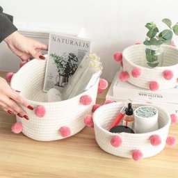 LuanQI-mir de rangement pour boules de poils tissé à la main dessus de table nar boîtes tissées