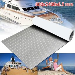 Revêtement de Sol en Teck Antidérapant pour Bateau Feuille Polymère Marron et Gris 2400x600x6.5mm