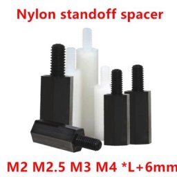 Vis d'Espacement Hexagonales en Nylon à Tête Plate Colonne d'Espacement en Plastique Noir et