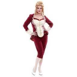 Déguisement baroque pour femmes, bordeaux/crème