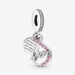 Charm Pendant Double Mom et Infini Pavé