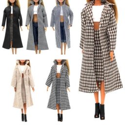 Pardessus à carreaux beurre à l'échelle 1/6 mini parka marron manteau noir vêtements de jouets