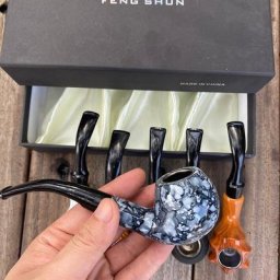 Pipe à fumer du tabac de style classe porte-filtre en bois et résine boîte-cadeau pour meilleur