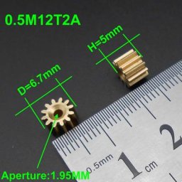 Pignon d'éperon d'engrenage en laiton à 12 dents module T = 12 ouverture d'alésage 2MM 0.5 MM