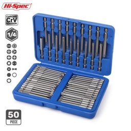 Set de 50pcs pour Tournevis Embouts ¼ Extra-Longs 75mm Hexagonal Pz2 Ph2 Torx CR-V Clé Allen