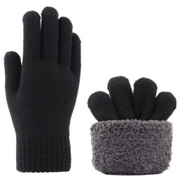 Gants coordonnants monochromes pour hommes écran tactile plus velours à l'intérieur épais