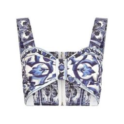 Dolce & Gabbana Top en popeline à imprimé majoliques