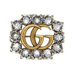 Gucci Broche Double G en métal avec cristaux