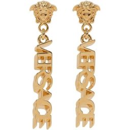 Versace Boucles d'oreilles pendantes dorées à méduseà logo