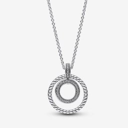 Pendentif&Collier Pavé&Motifs Perlés Signature