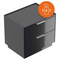 Table de chevet Artem 60cm B induction ac 2 tiroirs SoftClose Graphite brillant