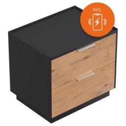 Table de chevet Artem 60cm B induction avec 2 tiroirs SoftClose Oak